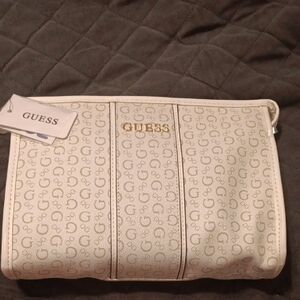 Guess Beige Monogram Cosmetic Bag
